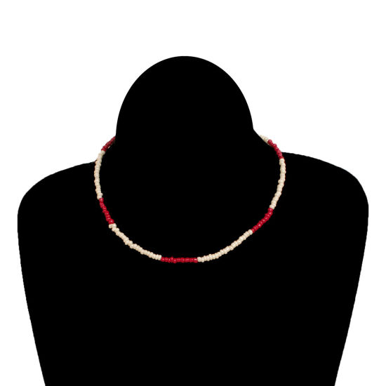 Bild von Glas Böhmischer Stil Choker Halskette Bunt 35cm lang, 1 Strang