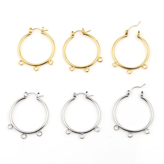 Picture of Zinc Based Alloy Hoop Earrings Findings Circle Ring W/ Loop