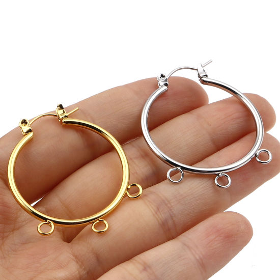 Picture of Zinc Based Alloy Hoop Earrings Findings Circle Ring W/ Loop