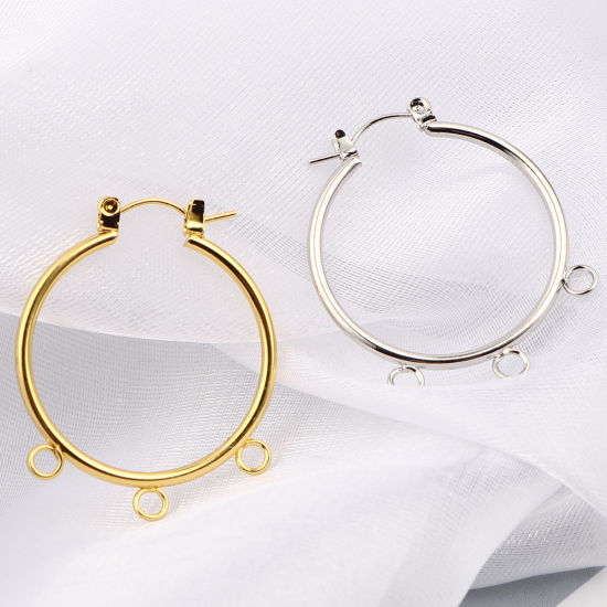 Picture of Zinc Based Alloy Hoop Earrings Findings Circle Ring W/ Loop