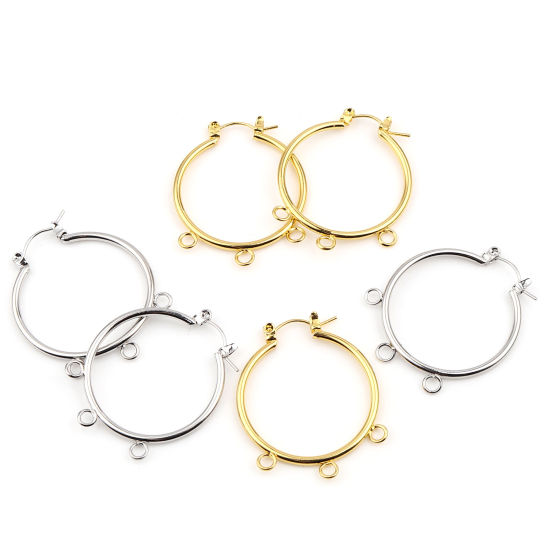 Picture of Zinc Based Alloy Hoop Earrings Findings Circle Ring W/ Loop