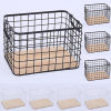 Picture of Wrought Iron Grid Storage Basket With Wooden Board