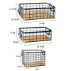 Picture of Wrought Iron Grid Storage Basket With Wooden Board