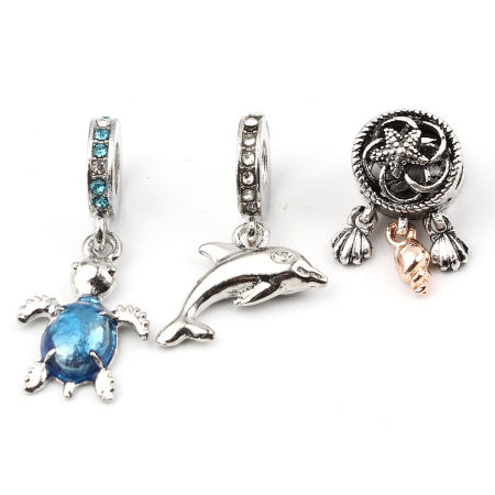 Zinc Based Alloy Large Hole Charm Dangle Beads