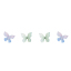 Imagen de Plata de Ley & Resina Pendientes Multicolor Mariposa 10mm x 5mm, 1 Par
