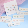 Picture of Sterling Silver & Resin Ear Post Stud Earrings Multicolor Butterfly Animal 10mm x 5mm, 1 Pair