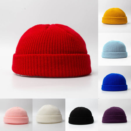 Acrylic Wool Knitted Hat Unisex Solid Color