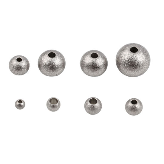 Imagen de Acero Inoxidable Cuentas Ronda Gris Plata 10 Unidades