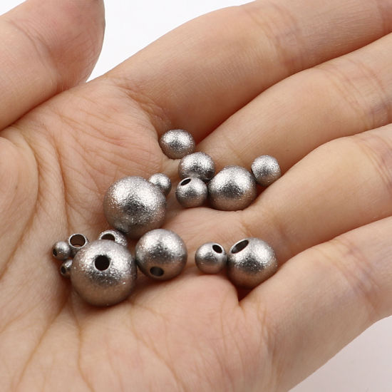 Imagen de Acero Inoxidable Cuentas Ronda Gris Plata 10 Unidades