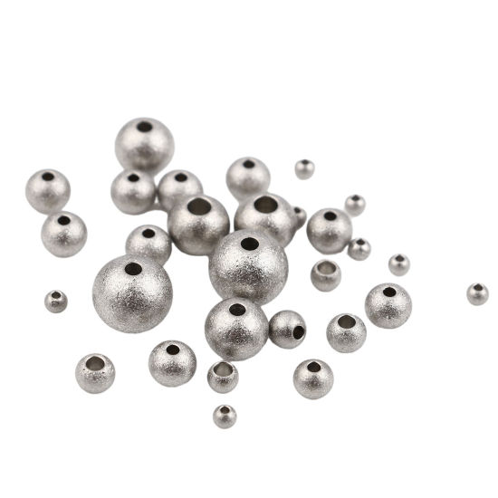 Imagen de Acero Inoxidable Cuentas Ronda Gris Plata 10 Unidades