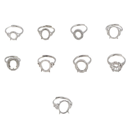 Latón Blanco Abierto Ajustable Anillos Base Camafeo 1 Unidad