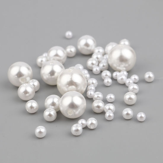 Image de Perles en Acrylique Rond Blanc Imitation Perles 1000 Pcs