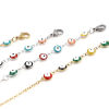 Picture of 1 Piece Vacuum Plating Stainless Steel Religious Eyeglasses Chain Holder Round Evil Eye Enamel