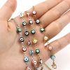 Picture of 1 Piece Vacuum Plating Stainless Steel Religious Eyeglasses Chain Holder Round Evil Eye Enamel
