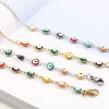 Picture of 1 Piece Vacuum Plating Stainless Steel Religious Eyeglasses Chain Holder Round Evil Eye Enamel