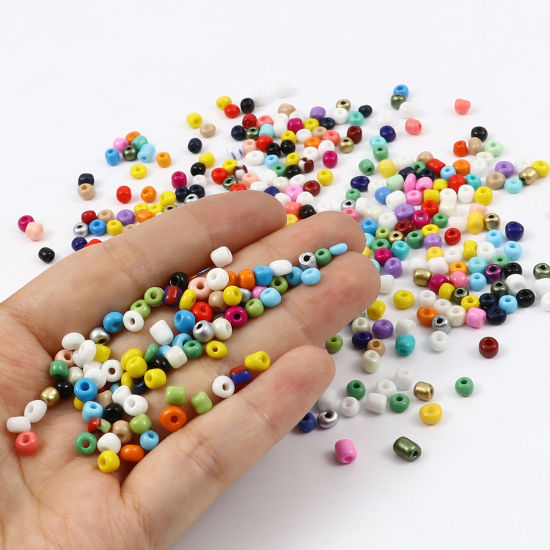 Image de Perles en Verre Rond Multicolore Env. 2mm Dia., Trou: Env. 0.7mm, 1 Paquet ( 44000 Pcs/Paquet)