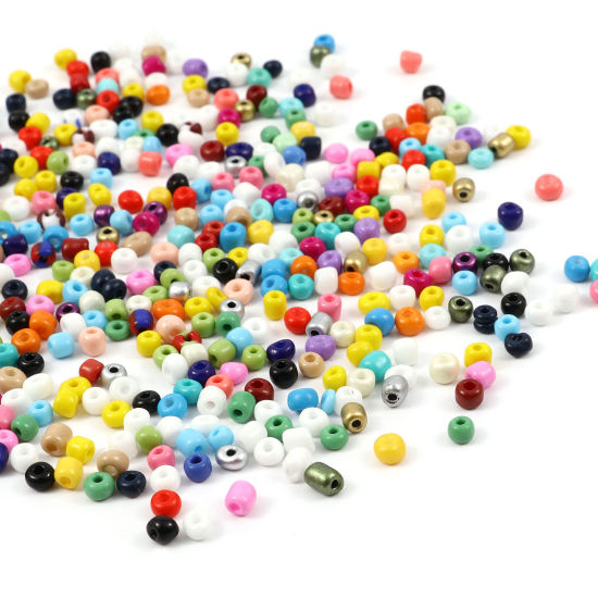 Image de Perles en Verre Rond Multicolore Env. 2mm Dia., Trou: Env. 0.7mm, 1 Paquet ( 44000 Pcs/Paquet)