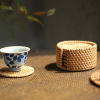 Bild von Rattan Weaving Round Tea Untersetzer Matte Tee Zeremonie Werkzeuge