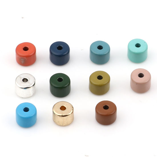 Picture of Zinc Based Alloy Enamel Spacer Beads Cylinder Multicolor