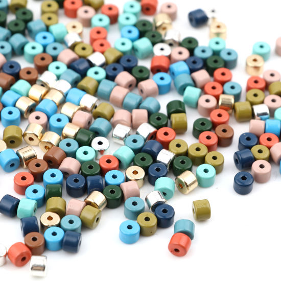 Image de Perles en Alliage de Zinc Émail Colonne Multicolore 20 Pcs