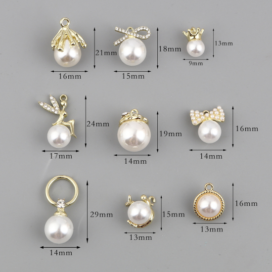 Bild von Zinklegierung & Acryl Charms Imitat Perle 2 Stück
