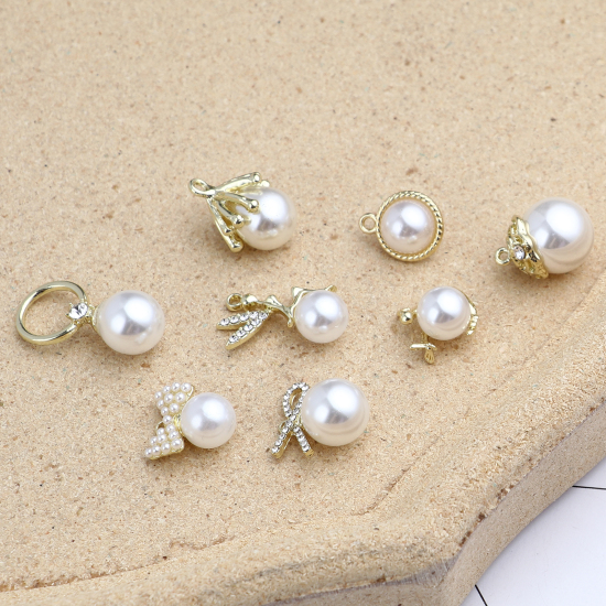 Bild von Zinklegierung & Acryl Charms Imitat Perle 2 Stück