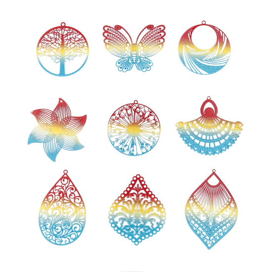 Immagine di Lega di Ferro Filigree Stamping Ciondoli 5 Pz