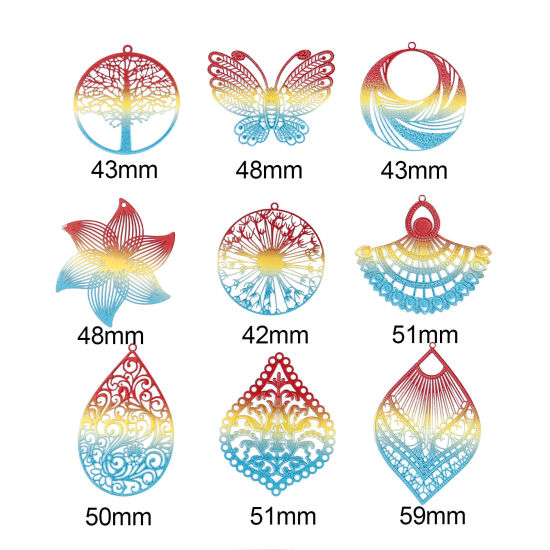 Immagine di Lega di Ferro Filigree Stamping Ciondoli 5 Pz