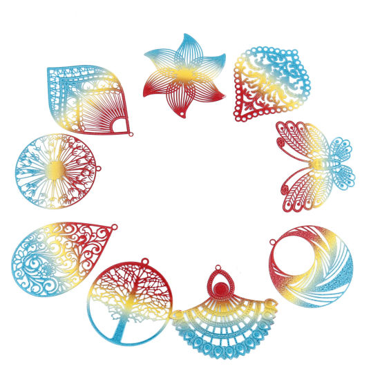 Immagine di Lega di Ferro Filigree Stamping Ciondoli 5 Pz