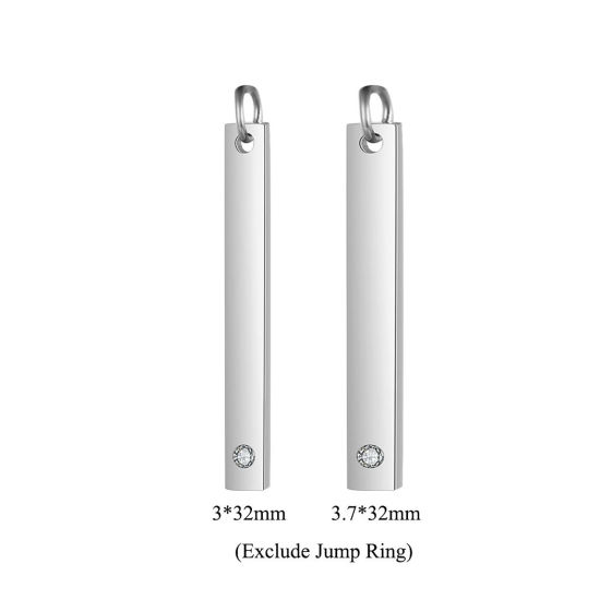 Изображение Нержавеющая Сталь Подвески Прямоугольник Прозрачный Стразы 1 ШТ