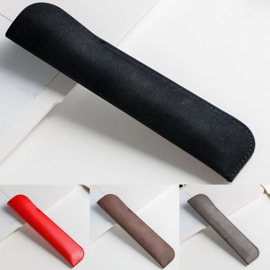 Изображение PU Leather Portable Pen Cover Sleeve Holder For Pocket Office Student Stationery Supplies