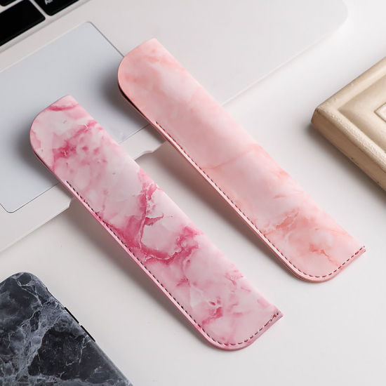 Изображение Marbling PU Leather Portable Pen Cover Sleeve Holder For Pocket Office Student Stationery Supplies