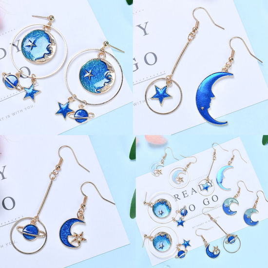 Picture of Zinc Based Alloy Galaxy Charms Half Moon Star