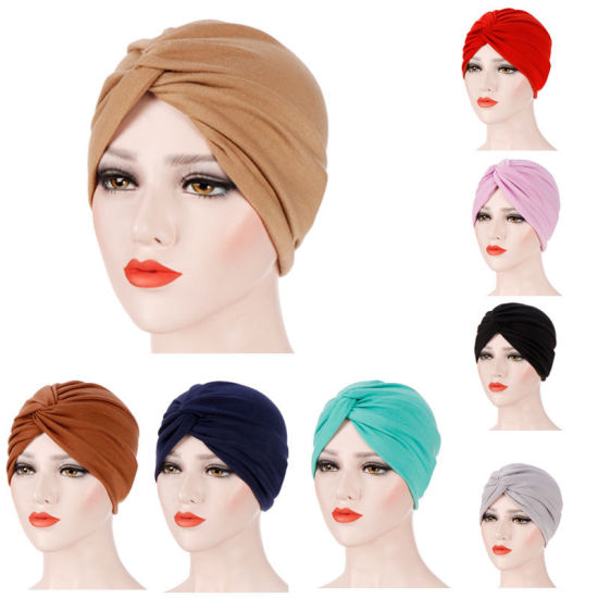 Picture of Cotton Elastic Women's Turban Hat Beanie Cap Tied Knot