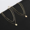 Imagen de Collares Oro Real Chapado Corazón Mayúscula Letra Claro Circón Artificial 1 Juego