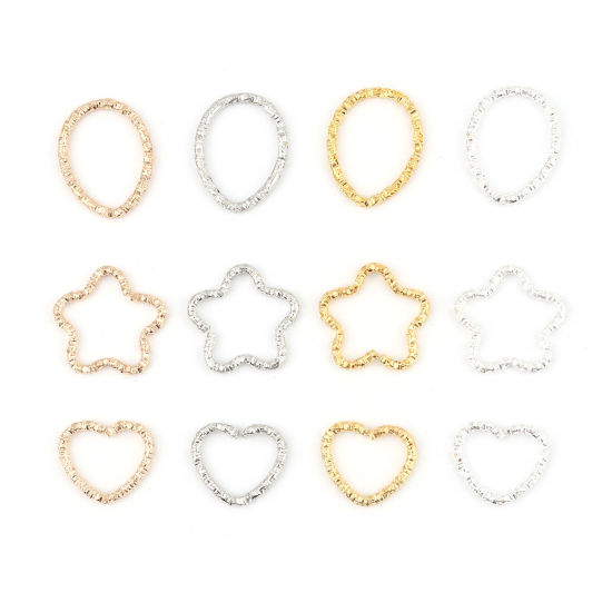 Picture of Iron Based Alloy Open Jump Rings Findings For Jewelry Making Multicolor Geometric Faceted