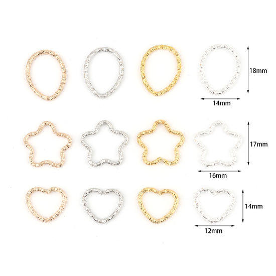 Picture of Iron Based Alloy Open Jump Rings Findings For Jewelry Making Multicolor Geometric Faceted