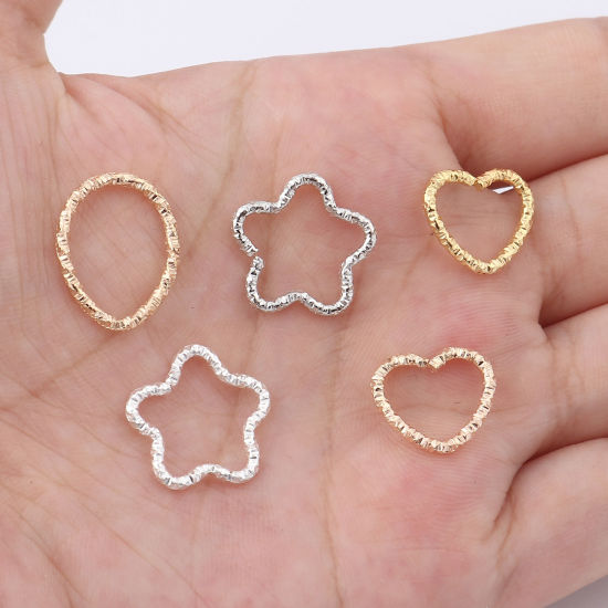 Picture of Iron Based Alloy Open Jump Rings Findings For Jewelry Making Multicolor Geometric Faceted