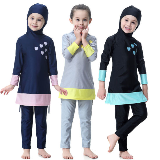 Изображение Muslim Long Sleeve Trousers Girl Child's Two-Piece Split Swimwear