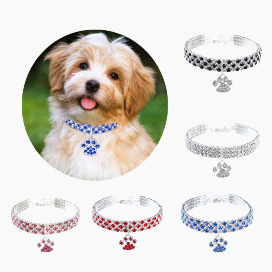 Picture of Rhinestone Elastic Pet Collar Necklace Jewelry Cat Dog Claw Pet Supplies