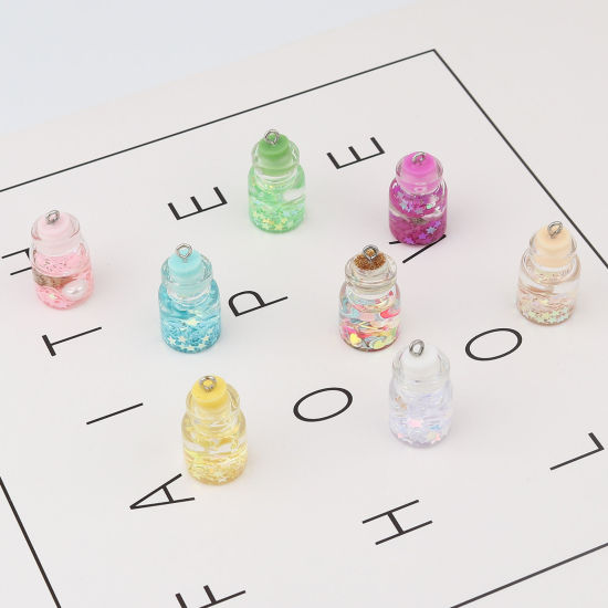 Image de Breloques en Verre Bouteille Etoile Paillettes 5 Pcs