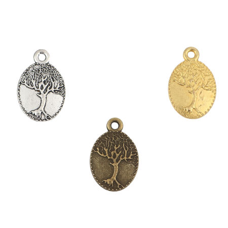 Imagen de Zamak Colgantes Charms Óvalo Árbol de la Vida 30 Unidades