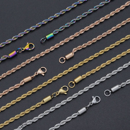 Image de Colliers En Gros en Acier Inoxydable, Chaîne Maille Torsade, Unisexe Élégant Minimaliste Cadeau Bijoux pour Détaillants 1 Pièce