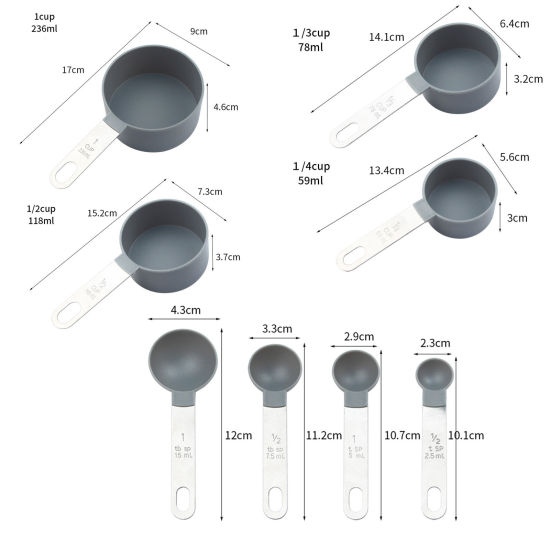 ステンレス鋼＆プラスチック計量スプーンカップベーキングツール の画像