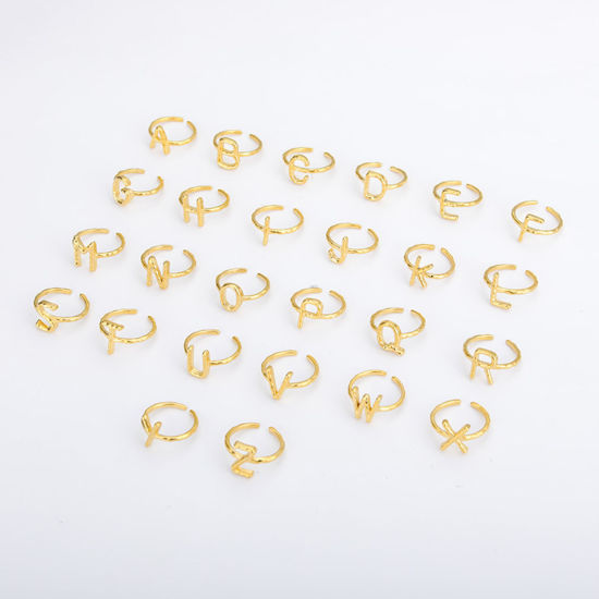 Bild von Edelstahl Offen Verstellbar Ring Ring Anfangsbuchstabe/ Großbuchstabe 1 Stück