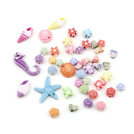 Acrylic Beads Bear Animal At Random Color Flower Pattern 1000 PCs