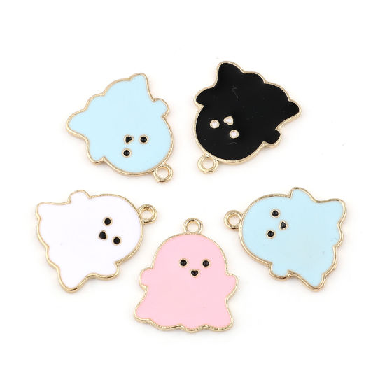 Immagine di Lega di Zinco Charms Halloween Fantasma Multicolore Smalto 24mm x 20mm , 10 Pz