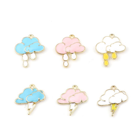 Zinc Based Alloy Charms Cloud Multicolor 5 PCs