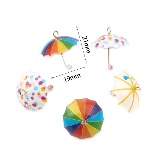 Picture of Resin Charms Umbrella Multicolor 21mm x 19mm, 5 PCs