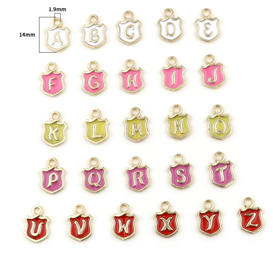 Picture of Zinc Based Alloy Charms Shield Initial Alphabet/ Capital Letter Enamel